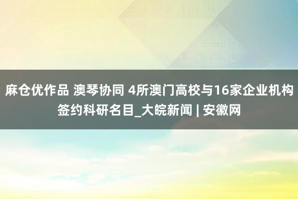 麻仓优作品 澳琴协同 4所澳门高校与16家企业机构签约科研名目_大皖新闻 | 安徽网