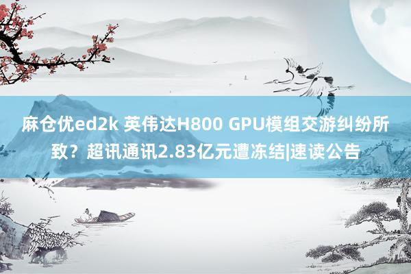 麻仓优ed2k 英伟达H800 GPU模组交游纠纷所致？超讯通讯2.83亿元遭冻结|速读公告