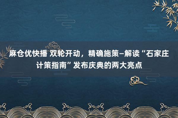 麻仓优快播 双轮开动，精确施策—解读“石家庄计策指南”发布庆典的两大亮点