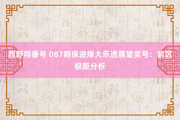 西野翔番号 087期保进烽大乐透展望奖号：前区极距分析