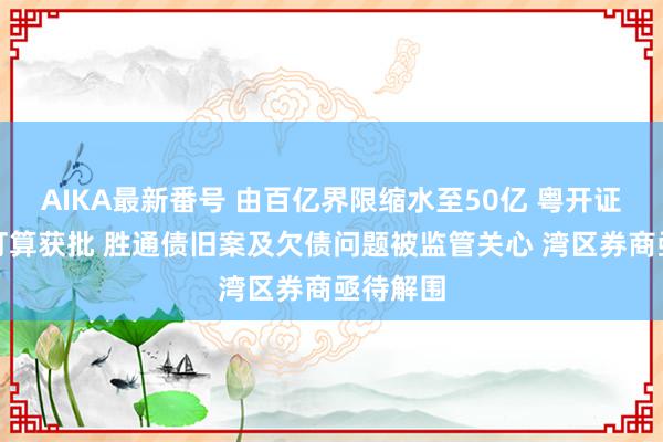 AIKA最新番号 由百亿界限缩水至50亿 粤开证券定增打算获批 胜通债旧案及欠债问题被监管关心 湾区券商亟待解围