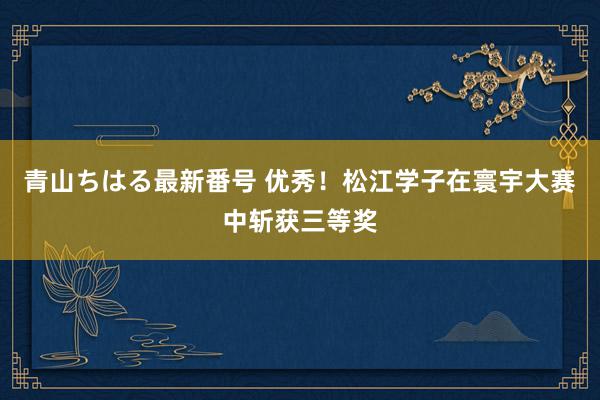 青山ちはる最新番号 优秀！松江学子在寰宇大赛中斩获三等奖