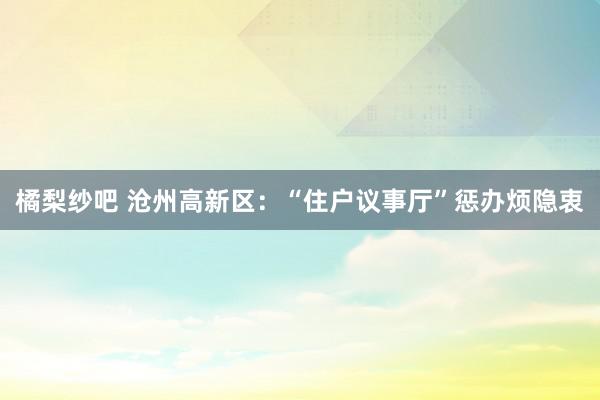 橘梨纱吧 沧州高新区：“住户议事厅”惩办烦隐衷