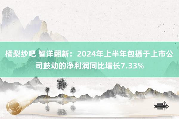 橘梨纱吧 智洋翻新：2024年上半年包摄于上市公司鼓动的净利润同比增长7.33%