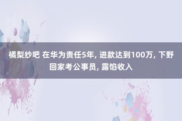 橘梨纱吧 在华为责任5年, 进款达到100万, 下野回家考公事员, 露馅收入