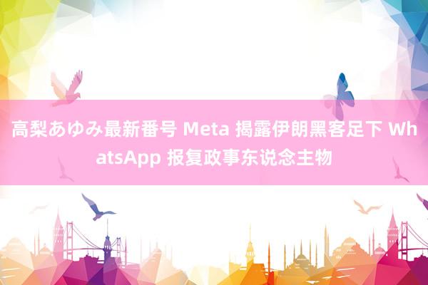 高梨あゆみ最新番号 Meta 揭露伊朗黑客足下 WhatsApp 报复政事东说念主物